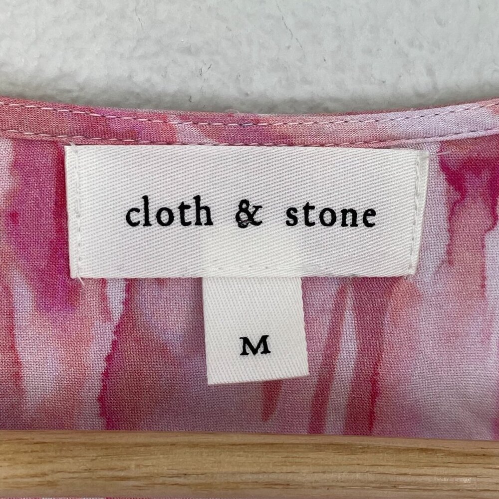 Anthropologie Cloth & Stone Womens Medium Button Up Mini Dress Short Sleeve Pink - Picture 6 of 16